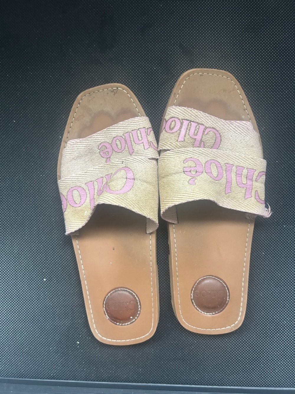 AUTHENTIC Chloe light purple/Pink Slides with Logo Strap